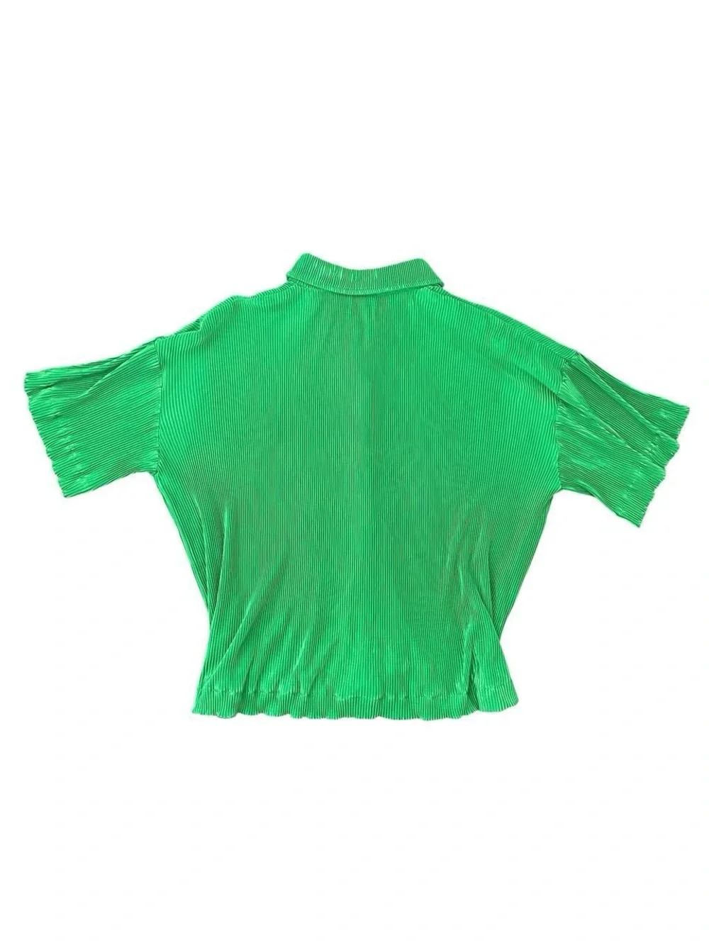 UMGEE Pleated Plissé Two-Piece Short Set- Green Size:Large